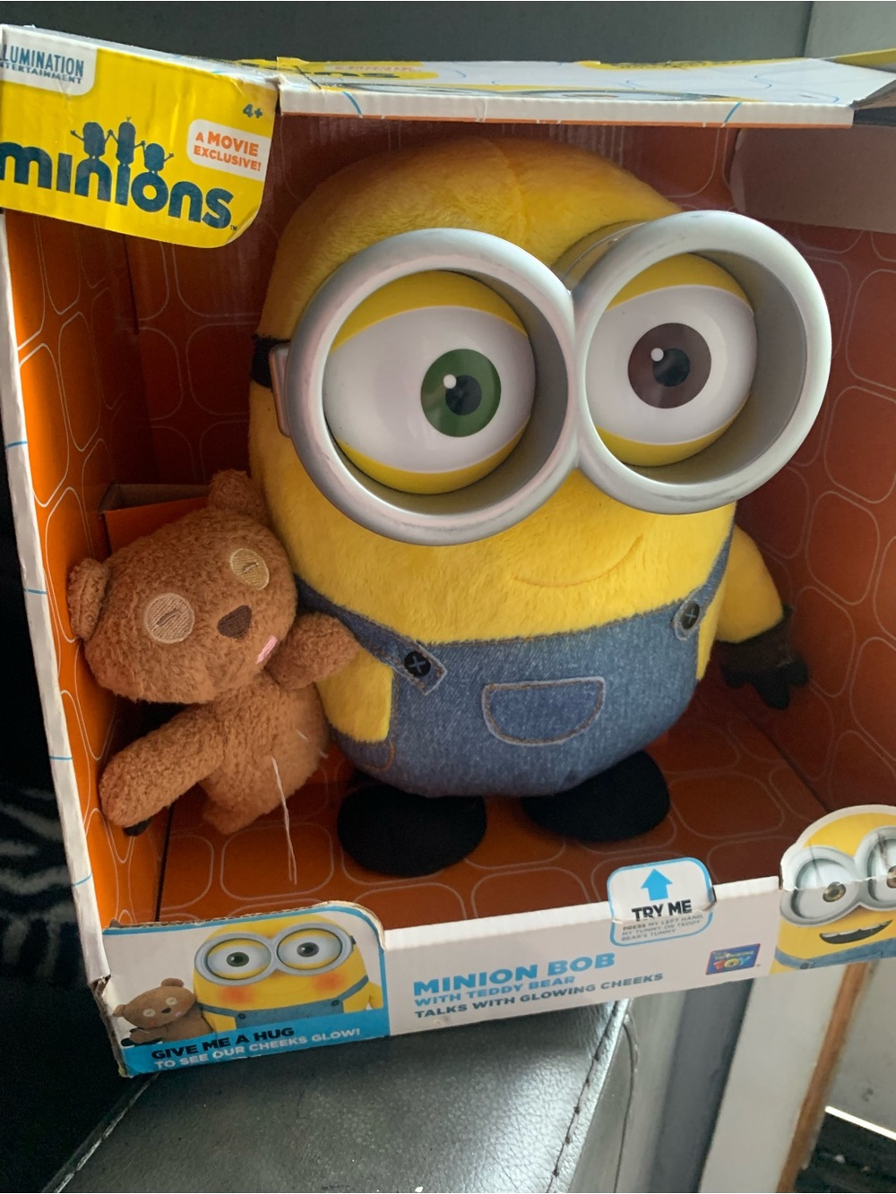 Nickelodeon Minion Bob Plush in Yellow with Blue Overalls and Brown Teddy